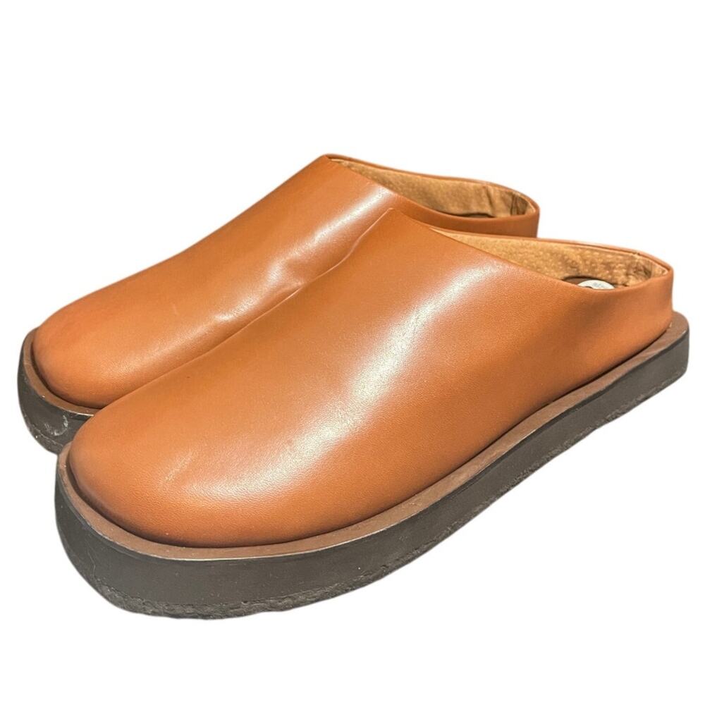 Naked Feet Womens Brown‎ Leather Mule Slipper Sandal Shoes Size 9.5 boho
